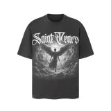 Saint Michael vintage European and American trendy heavy-duty loose-fit pure cotton couple's short-sleeve summer T-shirt for men and women
