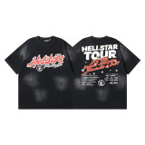 25ss cross-border foreign trade HELLSTAR American-style trendy brand high street vintage washed distressed short-sleeve unisex T-shirt