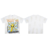 High-end American hip-hop couple's T-shirt, heavy-duty washed and distressed, West Coast rap short-sleeve, trendy basic style