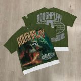 Rough Play vintage washed distressed high street rhinestone frayed men's and women's short-sleeve T-shirt vest ins street fashion