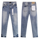 Cross-border European and American Purple Brand denim shorts, washed and distressed vintage splatter-paint denim pants for men