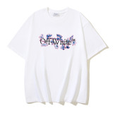 Wholesale high-quality foreign trade trendy brand off-shoulder short-sleeve T-shirts with melting arrow gradient starry sky splatter ink design, couple style