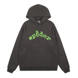 Foreign trade American-style trendy brand sp555der spider web rhinestone letter fleece hoodie unisex sweatshirt and pants