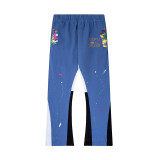Correct version of Gallery Dept hand-painted splatter-ink patchwork drawstring high street casual sweatpants with a slight flare for men