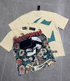 25ss American fashion brand GOD high street washed distressed printed spliced vintage summer loose short-sleeve T-shirt for men and women