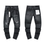 Cross-border European and American Purple Brand jeans, washed, distressed, vintage, ripped, with splatter paint, cool and stylish, Amiri American style