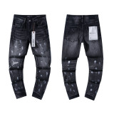 Cross-border European and American Purple Brand jeans, washed, distressed, vintage, ripped, with splatter paint, cool and stylish, Amiri American style