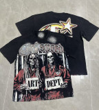 Cross-border American niche trendy brand T-shirt with skull print, loose fit, short sleeves, vintage washed, unisex and versatile