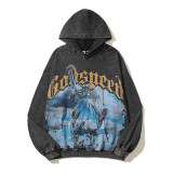 Godspeed Cross-Border 25ss Fall/Winter New Direct Print Washed Vintage Pure Cotton Hip-Hop American Style Hoodie Sweatshirt