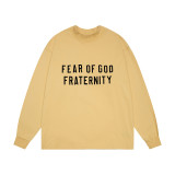 High street new autumn and winter FOG ICON double row letter print fleece-lined hooded sweatshirt for men and women, couple style trendy top