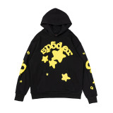 25ss high-quality Sp555der trendy high street style rhinestone embossed letter spider web hoodie for men and women