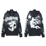 Hellstar European and American fashion brand high street vintage washed distressed printed street style loose hoodie for men and women