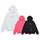 25ss high-quality Sp555der trendy high street style rhinestone embossed letter spider web hoodie for men and women