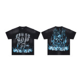 FIRST ROW LOST UTOPIA UNIVERSE CROPPED TEE white ink direct print short-sleeve T-shirt for men