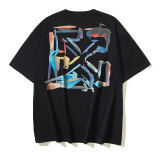 25ss high-quality OFF OW trendy high street arrow print summer short-sleeve casual loose T-shirt for men and women couples