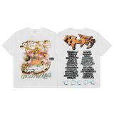 Travis Scott Cactus Jack trendy face and rose monument pattern printed casual short-sleeve T-shirt