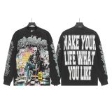 Autumn and winter cross-border American-style skull rock street washed print vintage cotton long-sleeve shirt for men and women