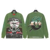 Autumn and winter cross-border American-style skull rock street washed print vintage cotton long-sleeve shirt for men and women