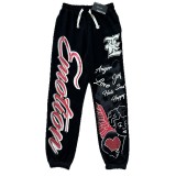 25ss Cross-Border Foreign Trade MIXED EMOTION American Streetwear High Street Retro Printed Hoodie Sweatshirt Set