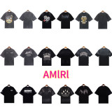 European and American trendy brand AMIRI series tie-dye micro-logo washed retro casual short-sleeve T-shirt, unisex