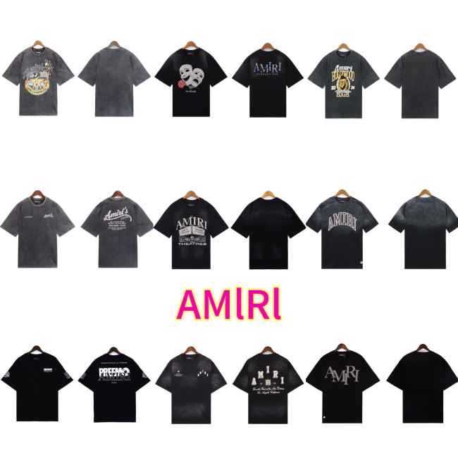 European and American trendy brand AMIRI series tie-dye micro-logo washed retro casual short-sleeve T-shirt, unisex