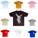 REPRESENT Summer New Vintage Lark Bird Print Loose American Style Trendy Casual Short Sleeve T-Shirt for Men and Women