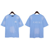 European and American trendy brand AMIRI series tie-dye micro-logo washed retro casual short-sleeve T-shirt, unisex