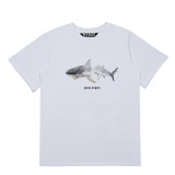 Cross-border European and American trendy brand Palm Angels short-sleeve loose T-shirt with shark tail and letter print, unisex.