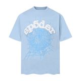 26ss Cross-Border Foreign Trade Sp555der American Style Trendy Brand High Street Printed Foam Loose Casual Short Sleeve T-Shirt for Men and Women