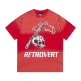 New Saint Vintage Washed Distressed Letter Print Dark American Style Loose Short Sleeve T-Shirt