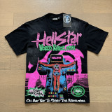 Cross-border American streetwear brand Hell Star washed vintage letter print loose-fitting youth short-sleeve street T-shirt, unisex