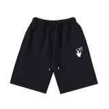 Brushed fleece 450g double logo print OW shorts, new summer style, European and American trendy brand, plus size knee-length shorts