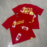 High-end COUGH SYRUP English slogan trendy hip-hop short-sleeve West Coast hip-hop rap co-branded T-shirt for men
