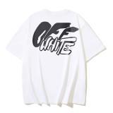 25ss European and American cross-border fashion high street OFF-WHITE high-quality printed graffiti loose short-sleeve T-shirt for men and women