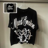 European-style fashion printed short-sleeve T-shirt for men, trendy brand with rhinestone embellishments, personalized men's clothing, stylish and slim-fit floral T-shirt