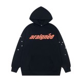 Cross-border European and American trendy brand sp5 hip-hop singer spider web foam print unisex autumn and winter fleece-lined sweatshirt and pants