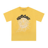 New European and American trendy high street couple's loose-fitting SP555DER spider web print short-sleeve T-shirt