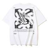 Wholesale high-quality foreign trade trendy brand off-shoulder short-sleeve T-shirts with melting arrow gradient starry sky splatter ink design, couple style
