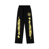 24ss American high street fashion brand HELL street heavy print terry sweatshirt casual sports hooded set for men and women