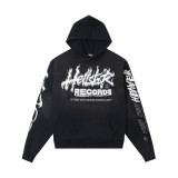 New Hellstar European and American fashion brand high street fleece washed distressed zip-up hoodie for men and women