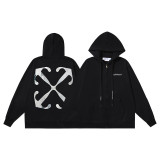 25ss American fashion high street OFF series autumn and winter OW arrow stripe trendy casual unisex loose hooded sweatshirt