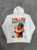 25ss high-quality VAL trendy high street retro street hip-hop white ink direct-print hoodie unisex sweatshirt