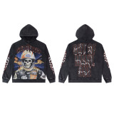 25 Cross-border Trendy American Retro God Classic Print Hooded Sweatshirt for Men and Women, Pure Cotton, High Quality, Loose Fit