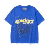 New European and American trendy high street couple's loose-fitting SP555DER spider web print short-sleeve T-shirt