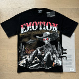 MIXED EMOTION American Fashion High Street Retro Loose Rhinestone Summer Pure Cotton Short Sleeve T-Shirt Unisex