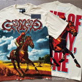 25ss Summer New Godspeed American Style Trendy Rock Street Hip-Hop Vintage Washed Printed Short Sleeve