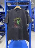 High-quality SAINT MICHAEL ICON washed vintage short-sleeve trendy retro print couple's T-shirt for men and women