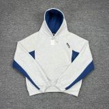 25ss Cross-Border Foreign Trade Mertra Fashionable Street Style Embroidered Letter Patchwork Color-Block Hooded Sweatshirt with Fleece for Men and Women