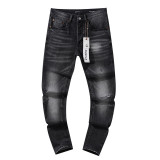 Cross-border European and American Purple Brand jeans, washed, distressed, vintage, ripped, with splatter paint, in a cool American style