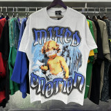 MIXED EMOTION High-Quality Fashionable High-Street Angel Rhinestone Vintage Loose-Fit Short-Sleeve Full-Print Unisex T-Shirt